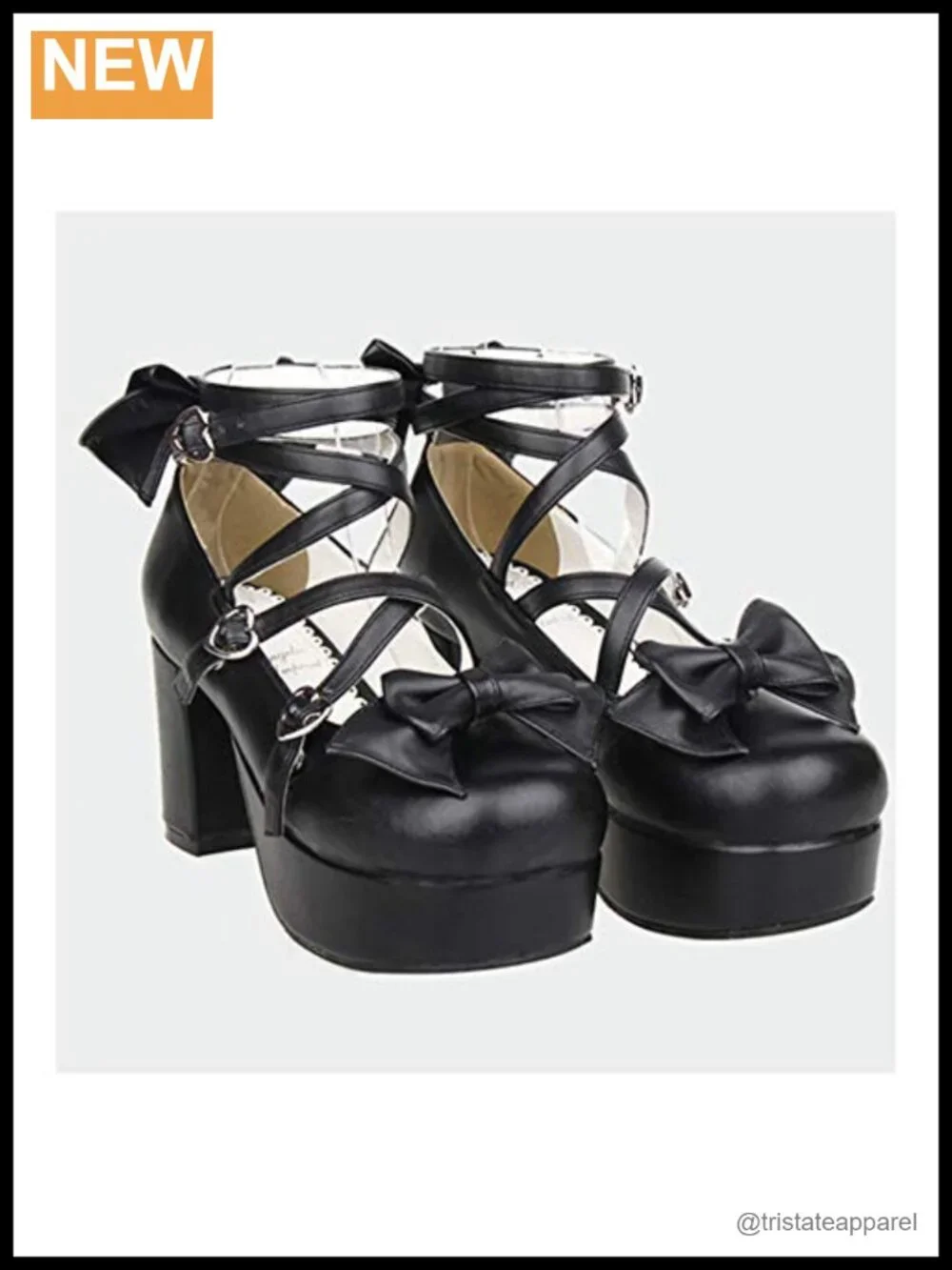Lolita Mary Jane Platform Heels Faux Leather Ankle Strap Cosplay Pumps